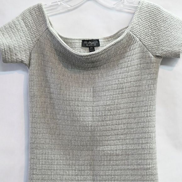 Topshop Bardot Dress Off Shoulder Size 4 Grey - Picture 3 of 4